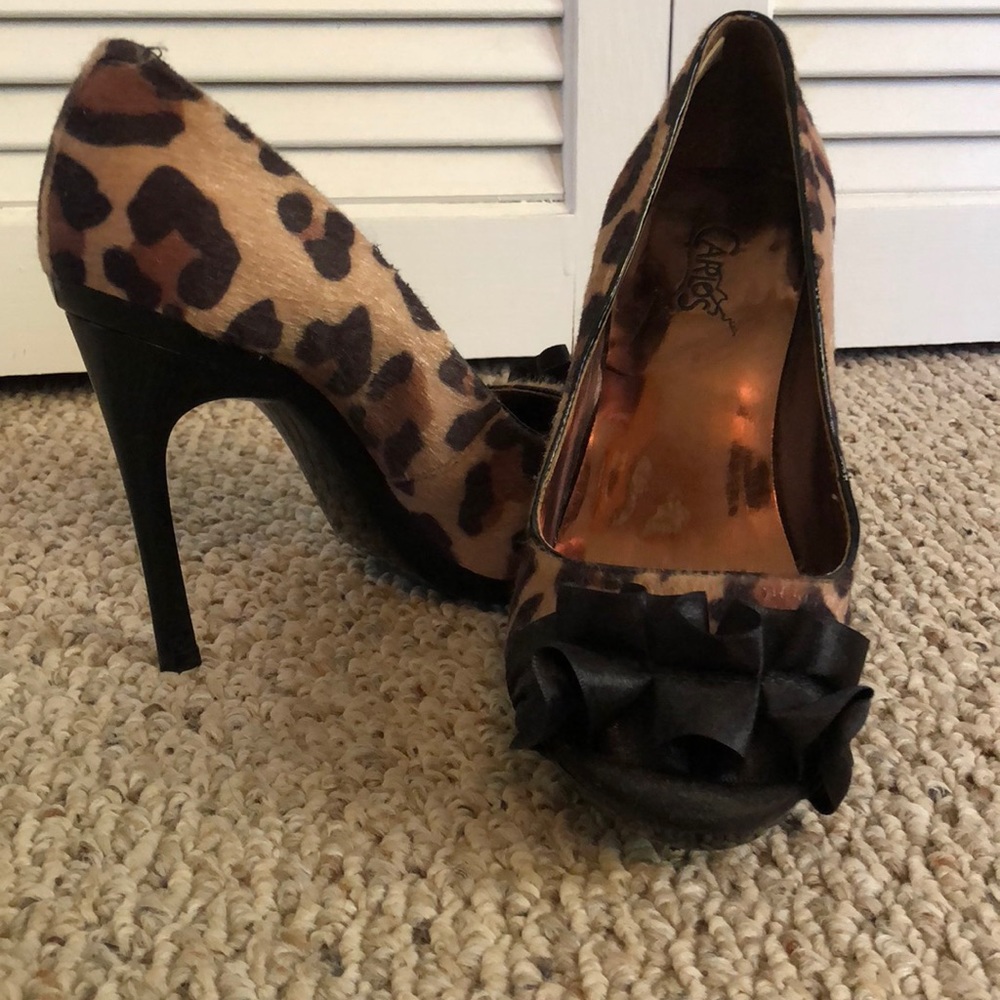 Leopard Peep Toe Heel